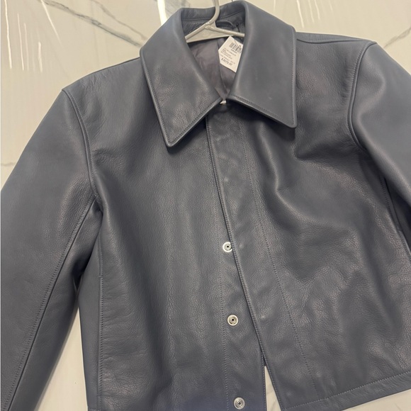 LEMAIRE
Blue Boxy Cropped Leather Jacket - Picture 2 of 5